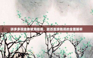 拼多多现金券使用指南，能否直接提现的全面解析
