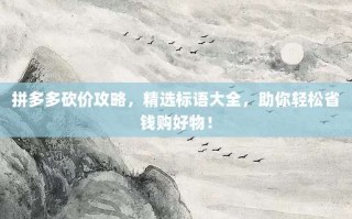拼多多砍价攻略，精选标语大全，助你轻松省钱购好物！