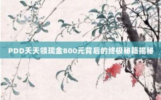 PDD天天领现金800元背后的终极秘籍揭秘