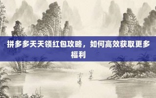 拼多多天天领红包攻略，如何高效获取更多福利