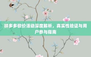 拼多多砍价活动深度解析，真实性验证与用户参与指南