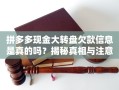 揭秘拼多多现金大转盘欠款信息真假及相关注意事项