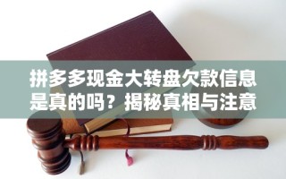 揭秘拼多多现金大转盘欠款信息真假及相关注意事项