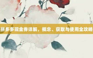 拼多多现金券详解，概念、获取与使用全攻略