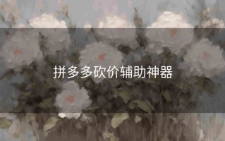 拼多多砍价有技巧，砍价辅助神器来帮忙