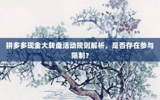 拼多多现金大转盘活动规则解析，是否存在参与限制？
