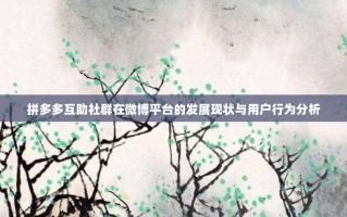 拼多多互助社群在微博平台的发展现状与用户行为分析