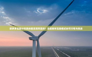拼多多互助计划真的能实现双赢吗？深度解析互助模式的可行性与挑战