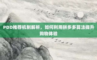 PDD推荐机制解析，如何利用拼多多算法提升购物体验