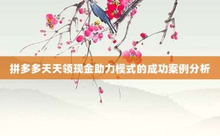 拼多多天天领现金助力模式的成功案例分析