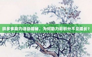 拼多多助力活动揭秘，为何助力后积分不见增长？