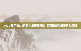 PDD砍价助力后担心信息泄露？专家教你如何安全应对