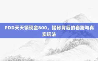 PDD天天领现金800，揭秘背后的套路与真实玩法