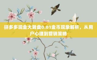 拼多多现金大转盘0.01金币现象解析，从用户心理到营销策略