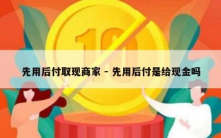 先用后付取现商家 - 先用后付是给现金吗