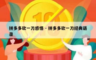 拼多多砍一刀感悟 - 拼多多砍一刀经典语录