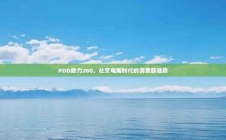 PDD助力200，社交电商时代的消费新趋势