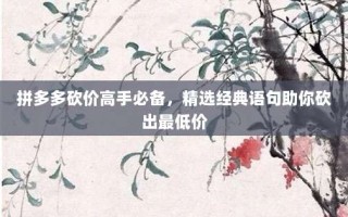 拼多多砍价高手必备，精选经典语句助你砍出最低价