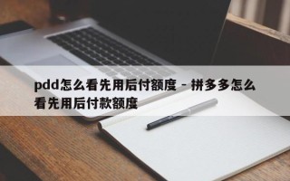 pdd怎么看先用后付额度 - 拼多多怎么看先用后付款额度