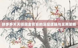 拼多多天天领现金背后的深层逻辑与实用策略