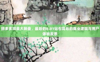拼多多现金大转盘，最后的0.01钻石背后的商业逻辑与用户体验反思