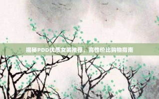 揭秘PDD优质女装推荐，高性价比购物指南