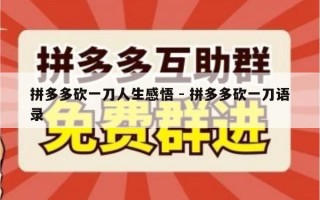 拼多多砍一刀人生感悟 - 拼多多砍一刀语录