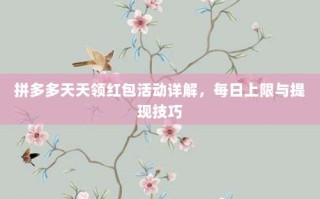 拼多多天天领红包活动详解，每日上限与提现技巧