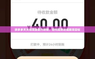 拼多多天天领现金助力攻略，如何高效达成提现目标