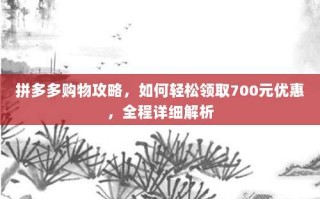 拼多多购物攻略，如何轻松领取700元优惠，全程详细解析