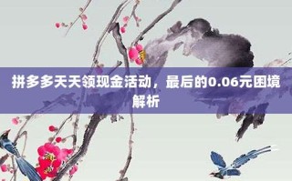 拼多多天天领现金活动，最后的0.06元困境解析