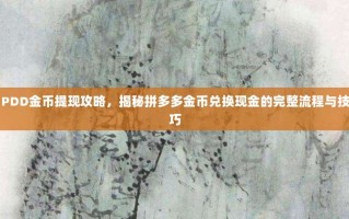 PDD金币提现攻略，揭秘拼多多金币兑换现金的完整流程与技巧