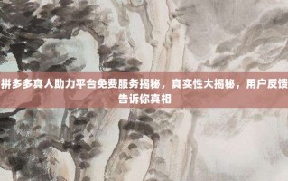 拼多多真人助力平台免费服务揭秘，真实性大揭秘，用户反馈告诉你真相