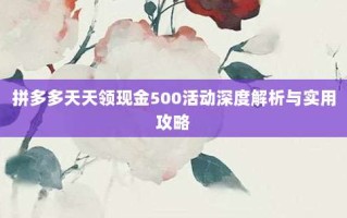 拼多多天天领现金500活动深度解析与实用攻略