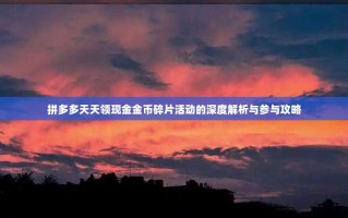 拼多多天天领现金金币碎片活动的深度解析与参与攻略