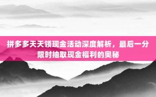 拼多多天天领现金活动深度解析，最后一分限时抽取现金福利的奥秘