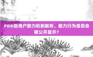 PDD新用户助力机制解析，助力行为是否会被公开显示？