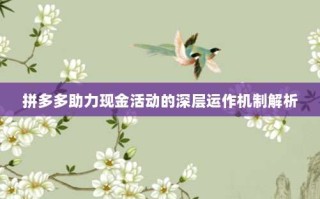 拼多多助力现金活动的深层运作机制解析