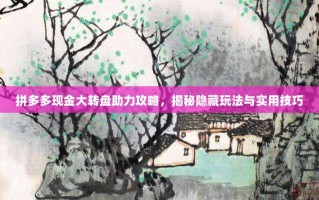 拼多多现金大转盘助力攻略，揭秘隐藏玩法与实用技巧