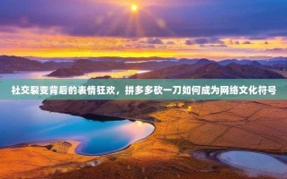 社交裂变背后的表情狂欢，拼多多砍一刀如何成为网络文化符号