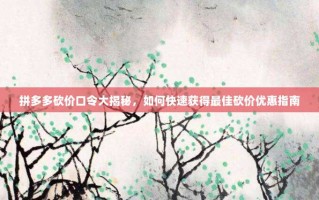 拼多多砍价口令大揭秘，如何快速获得最佳砍价优惠指南