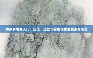 拼多多电商入门：定位、选款与标题优化的要点有哪些