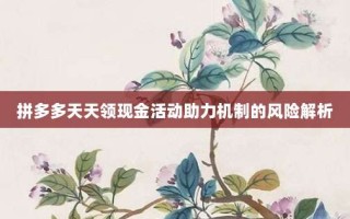 拼多多天天领现金活动助力机制的风险解析