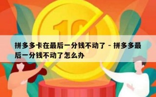 拼多多卡在最后一分钱不动了 - 拼多多最后一分钱不动了怎么办