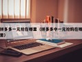 拼多多一元抢在哪里（拼多多中一元抢购在哪里）