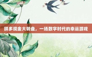 拼多现金大转盘，一场数字时代的幸运游戏