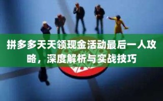 拼多多天天领现金活动最后一人攻略，深度解析与实战技巧