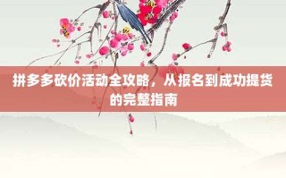 拼多多砍价活动全攻略，从报名到成功提货的完整指南