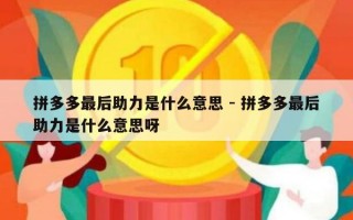 拼多多最后助力是什么意思 - 拼多多最后助力是什么意思呀
