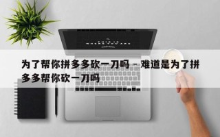 为了帮你拼多多砍一刀吗 - 难道是为了拼多多帮你砍一刀吗